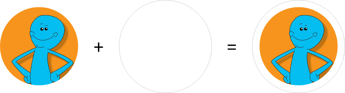The image is placed on top of a circle of slightly greater size