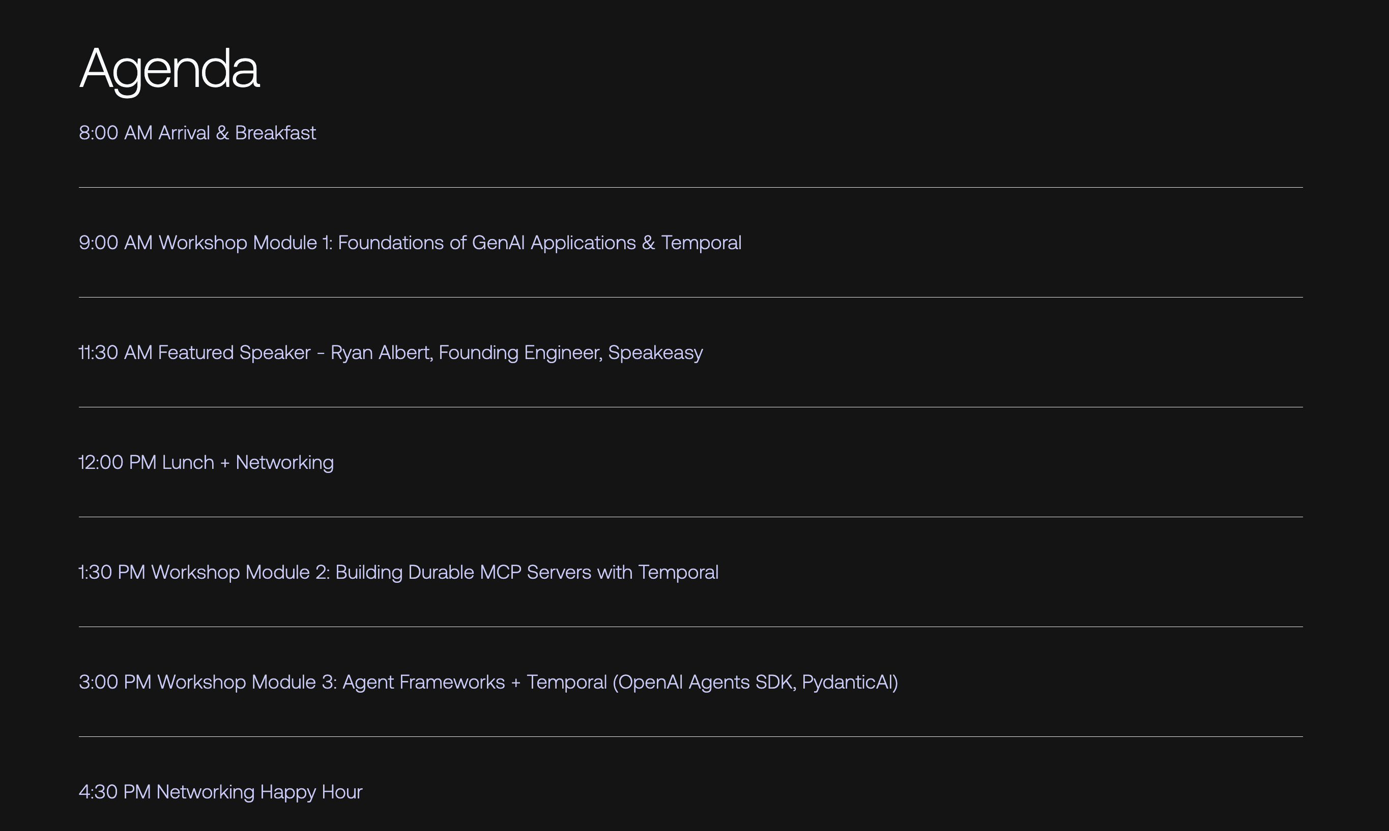 Conference agenda